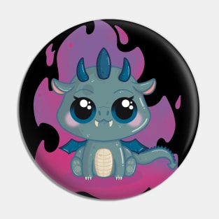 Cute Little Baby Dragon with Pinkish Flames Pin