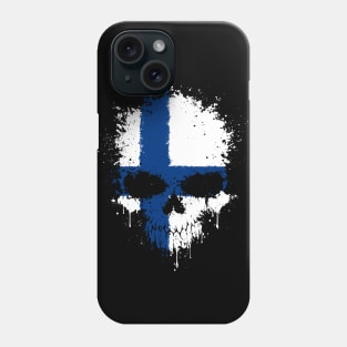 Chaotic Finnish Flag Splatter Skull Phone Case