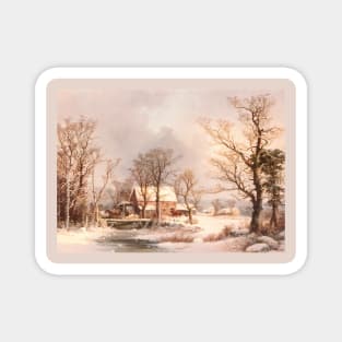 Winter in the Country, The Old Grist Mill by George Henry Durrie Magnet