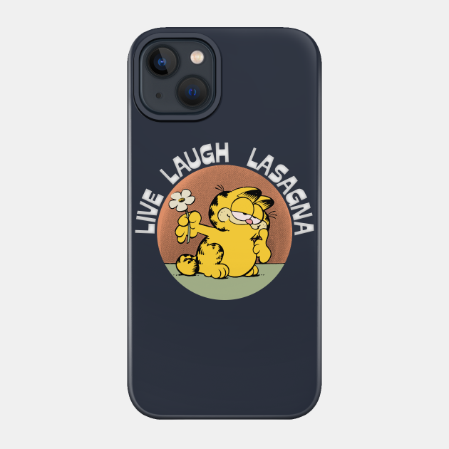 Live Laugh Lasagna / Vintage Look Aesthetic Meme Design - Garfield - Phone Case