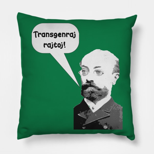 Zamenhof Diras, "Transgenraj Rajtoj!" Pillow by dikleyt