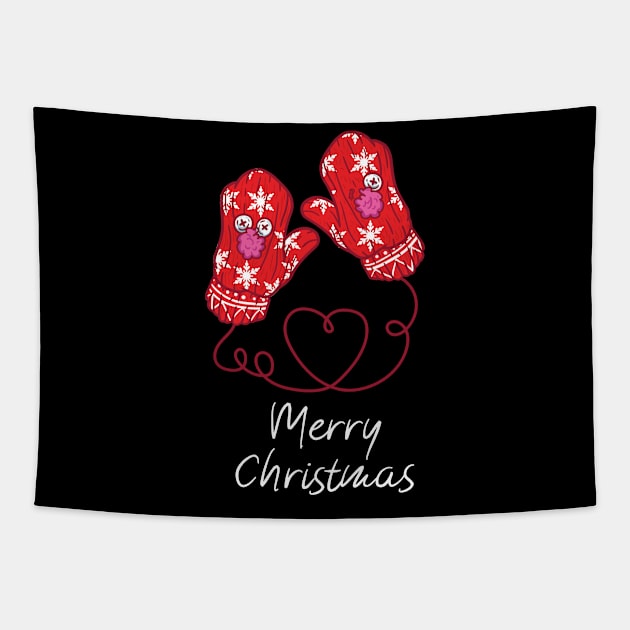 Merry Christmas Xmas Present With Heart Tapestry by Kater Karl