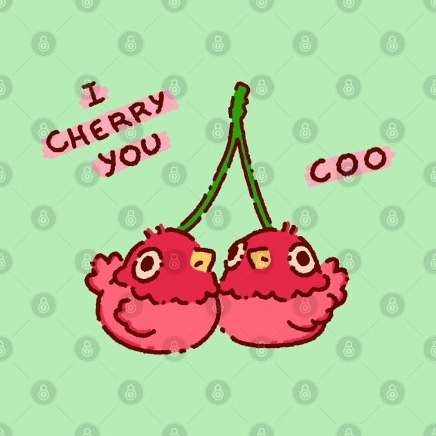 I cherry you, pigeons as cherries ready for valentines day by Tinyarts