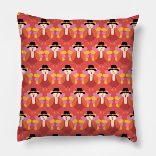 Cute Turkey Pink Red Orange Pillow