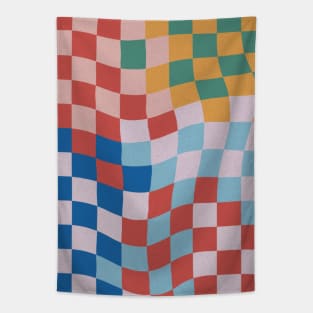 Groovy Waves and Squares - Colorful II Tapestry