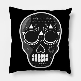 Sugar Skull White Aztec, Dia De Los Muertos Pillow