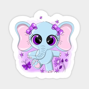 Cute elephant with purple eyes Magnet