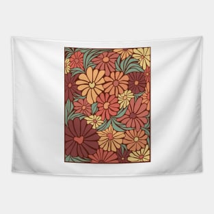 Retro Zinnia Flower Drawing Tapestry