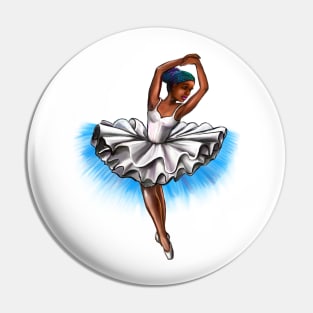 African America ballerina with rainbow corn row hair style #001 - brown skin ballerina Pin