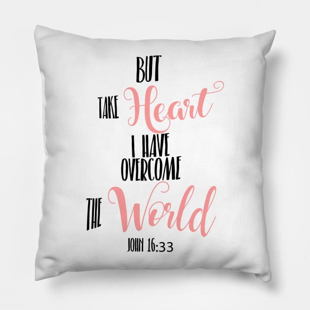 John 16:33 Hand Writing Bible Verse Pillow by JakeRhodes