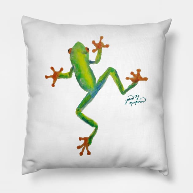 Red Eyed Tree Frog Pillow by janmarvin