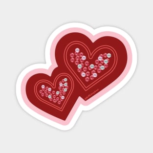 Double Hearts With Rhinestones Magnet