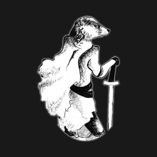 Ink drawing - badger warrior - vintage medieval fantasy inspired art and designs T-Shirt