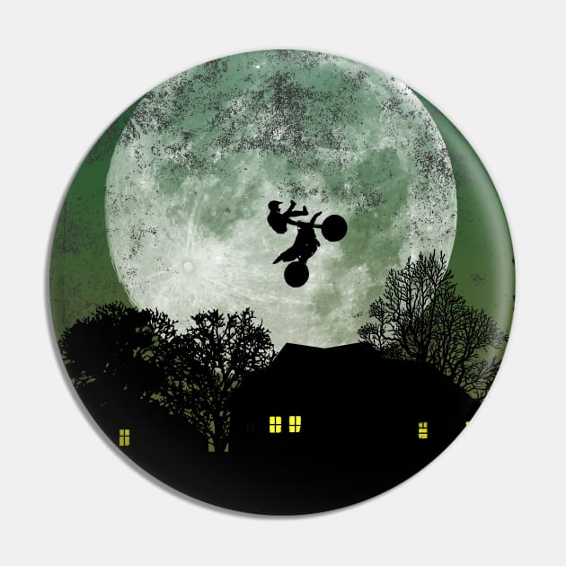 Motocross Freestyle - Green Night Pin by MerlinArt