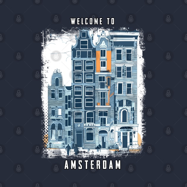 Amsterdam Holland Vintage Dutch Streets Travel Art by Naumovski