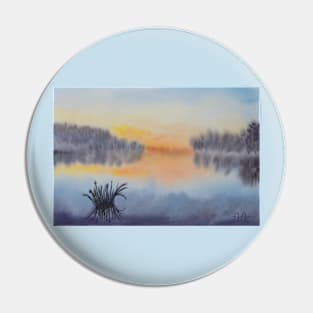 Sunset over a lake and forest Pin