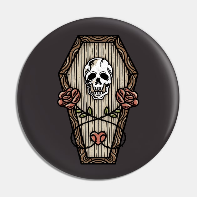 Dead Roses Skull Love Tattoo Art Pin by Alundrart