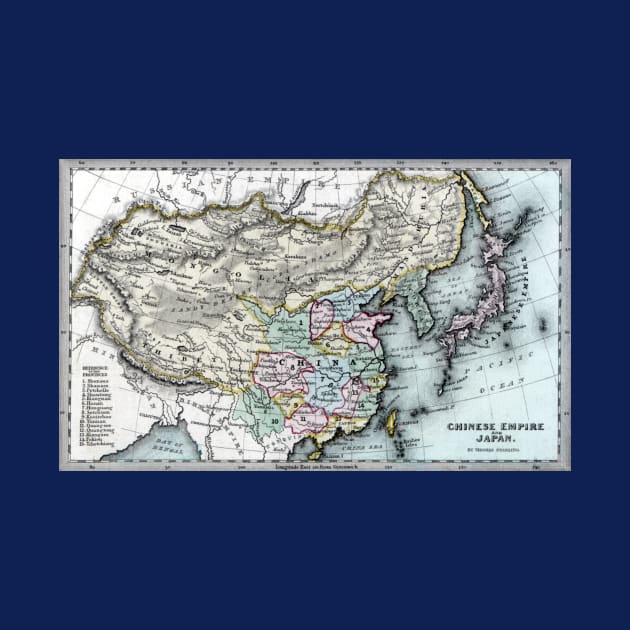 1835 Map of the Chinese Empire and Japan by historicimage