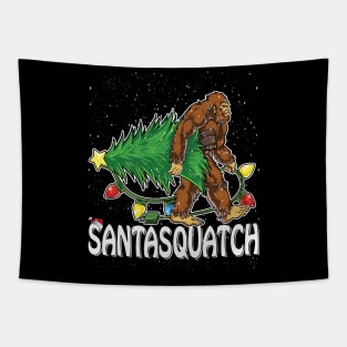 Santasquatch Bigfoot Sasquatch Ugly Christmas Tapestry