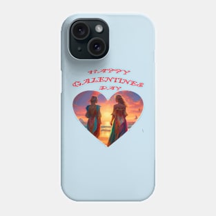 Romantic girlfriends on the beach on Galentines day Phone Case