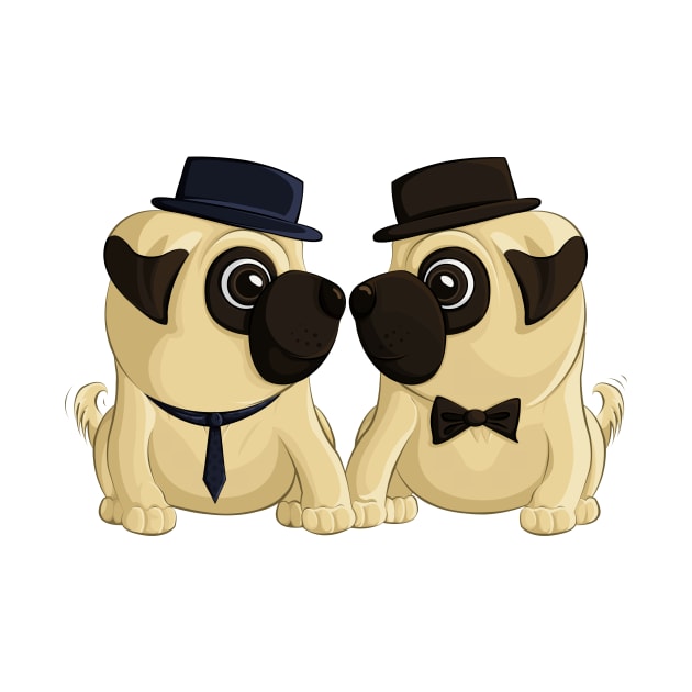 Groom Pugs by Art by Angele G