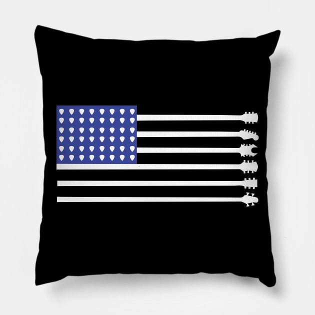 Guitar American Flag USA Pillow by fromherotozero