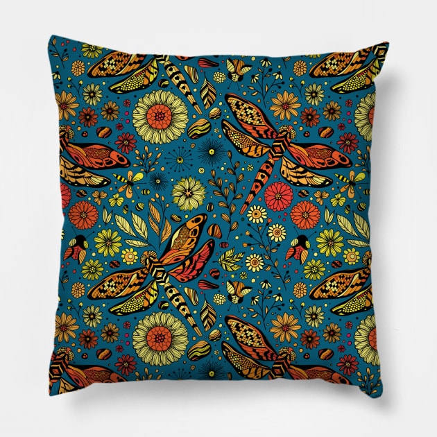 Fly, fly dragonfly 2 Pillow by katerinamk