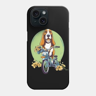 Cute basset hound cartoon bicycling gift ideas Phone Case