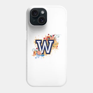 Varsity letter W flowers patch Phone Case