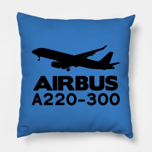 Airbus A220-300 Silhouette Print (Black) Pillow