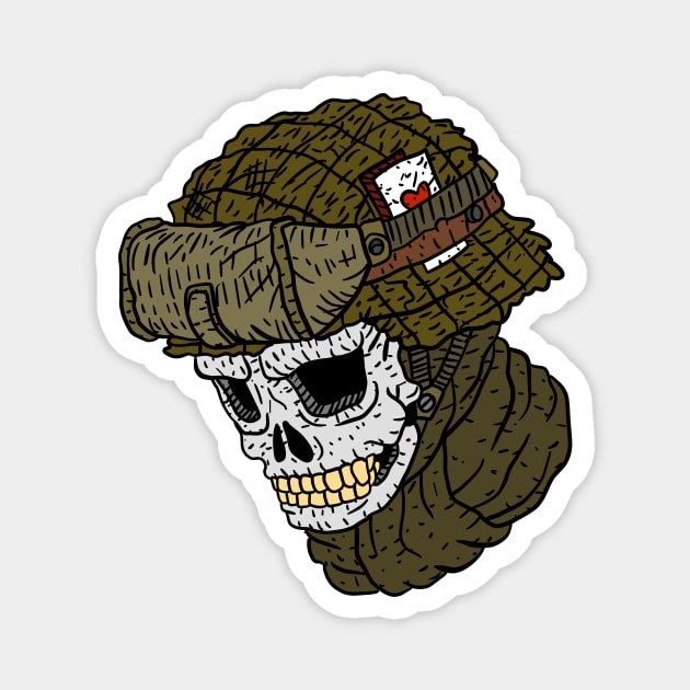 skull soldier. ww2. hand drawn illustration. Magnet by JJadx