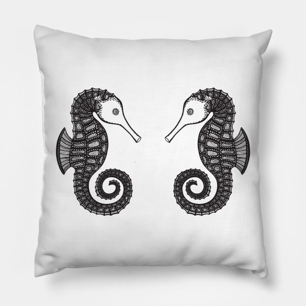 Seahorses in Love - cool and cute animal design - light colors Pillow by Green Paladin