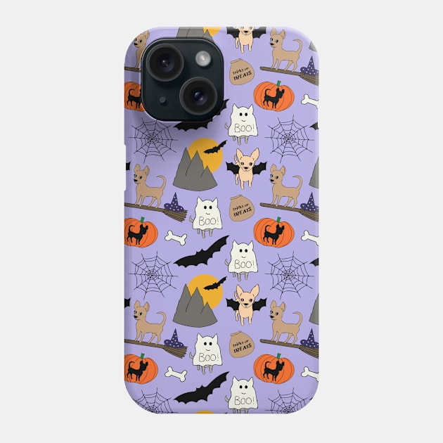 Halloween chihuahuas - lilac Phone Case by bettyretro