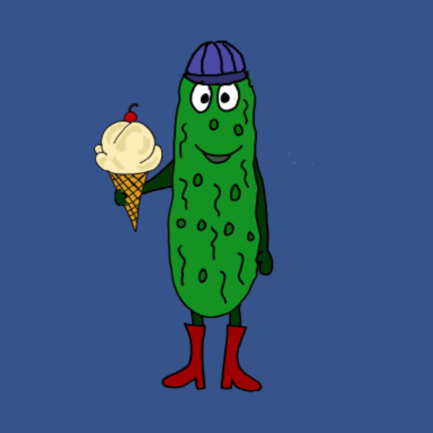 Funny Dill Pickle eating Ice Cream Cone Cartoon Pickle Hoodie
