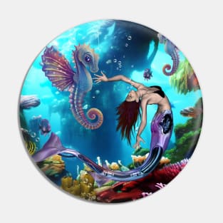 Wonderful mermaid with seahorses Pin