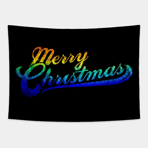 Merry Christmas Rainbow Premium Design Tapestry by God Of The Haven