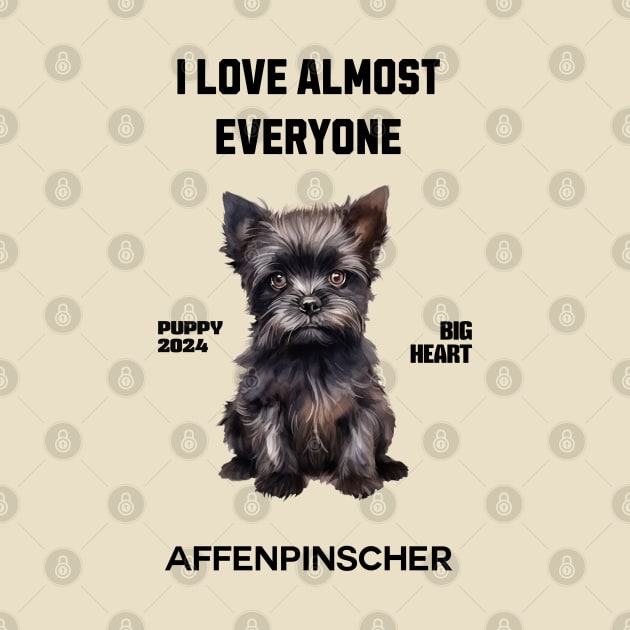 Affenpinscher i love almost everyone by DavidBriotArt