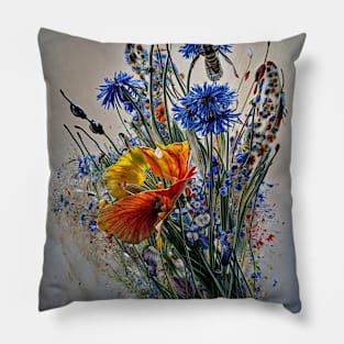 bee and flowers Pillow