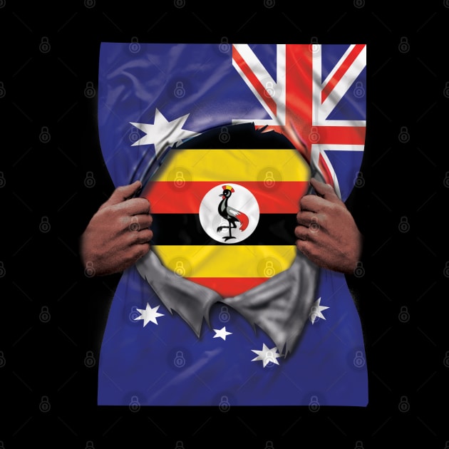 Uganda Flag Australian Flag Ripped - Gift for Ugandan From Uganda by Country Flags