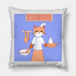 orange cat cooking 01 Pillow