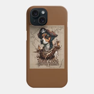 Hair of the dog, scotch whiskey; pirate; ship; map; alcohol; whiskey; dog Phone Case