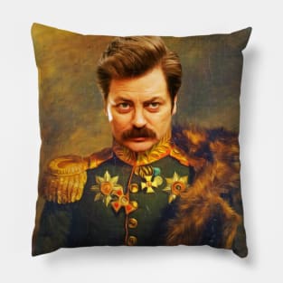 Ron Swanson Old Portrait Painting (Parks and Rec) Pillow