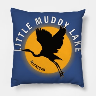 Little Muddy Lake in Michigan Heron Sunrise Pillow