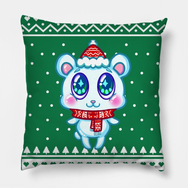 Christmas Sweater Polar bear Pillow by koneko