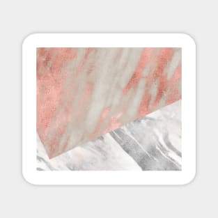 Rose gold marble - industrial concrete chrome Magnet