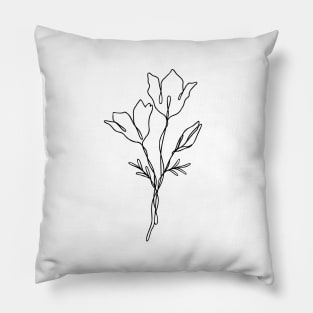 Wildflower Line Art | Floral Botanical Minimalist Lineart Pillow