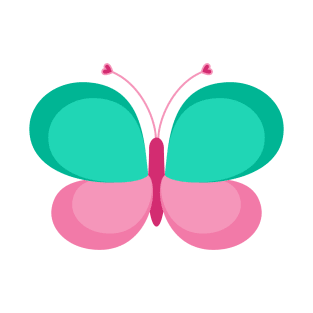 Turquoise and Pink Butterfly T-Shirt