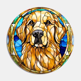 Stained Glass Golden Retriever Pin