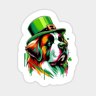 Saint Bernard Dog's Joyful Saint Patrick's Day Fun Magnet