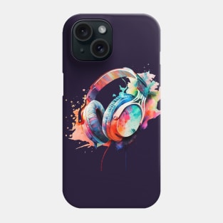 Funky Music Headphones, Watercolour Painting Phone Case